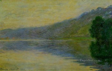  blue Oil Painting - The Seine at PortVillez Blue Effect Claude Monet